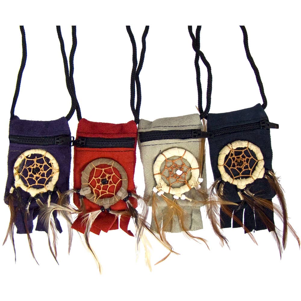 Assorted Thin Suede Medicine Bag 2x3 Dreamcatcher RANDOM