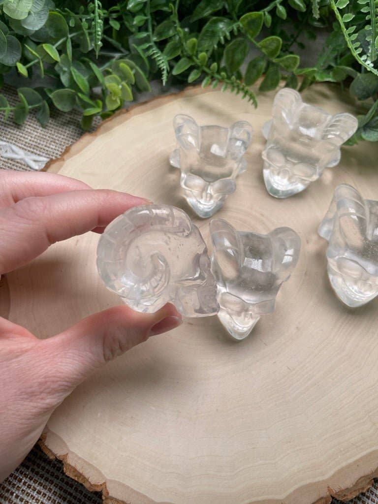 Synthetic Quartz Demon Skull