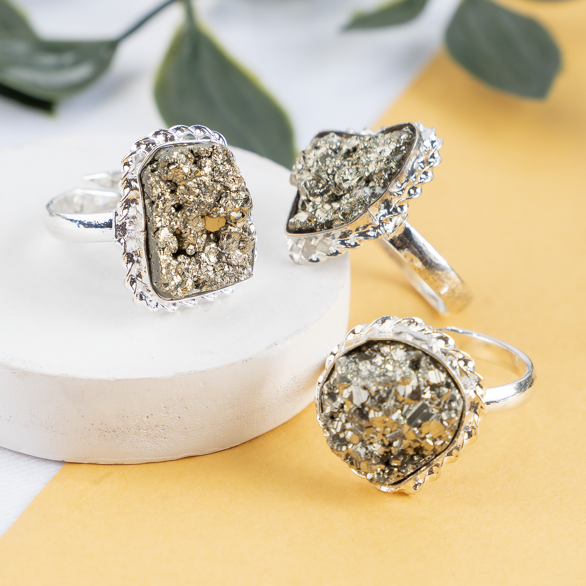 Crystal Ring | Pyrite Ring | Adjustable Gemstone Ring