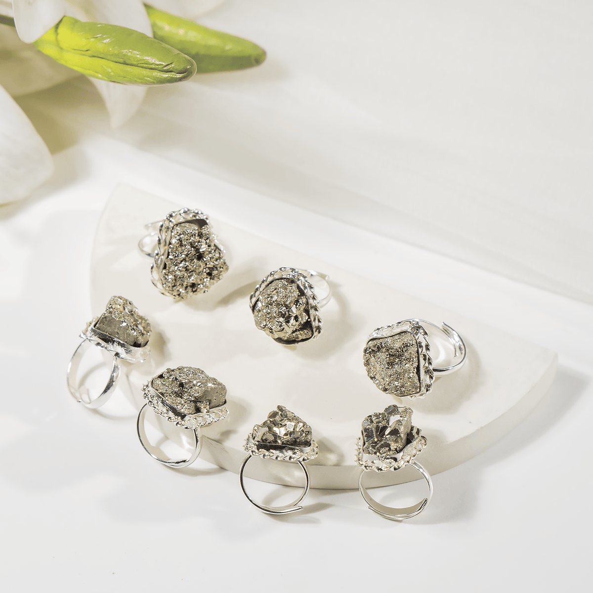 Crystal Ring | Pyrite Ring | Adjustable Gemstone Ring