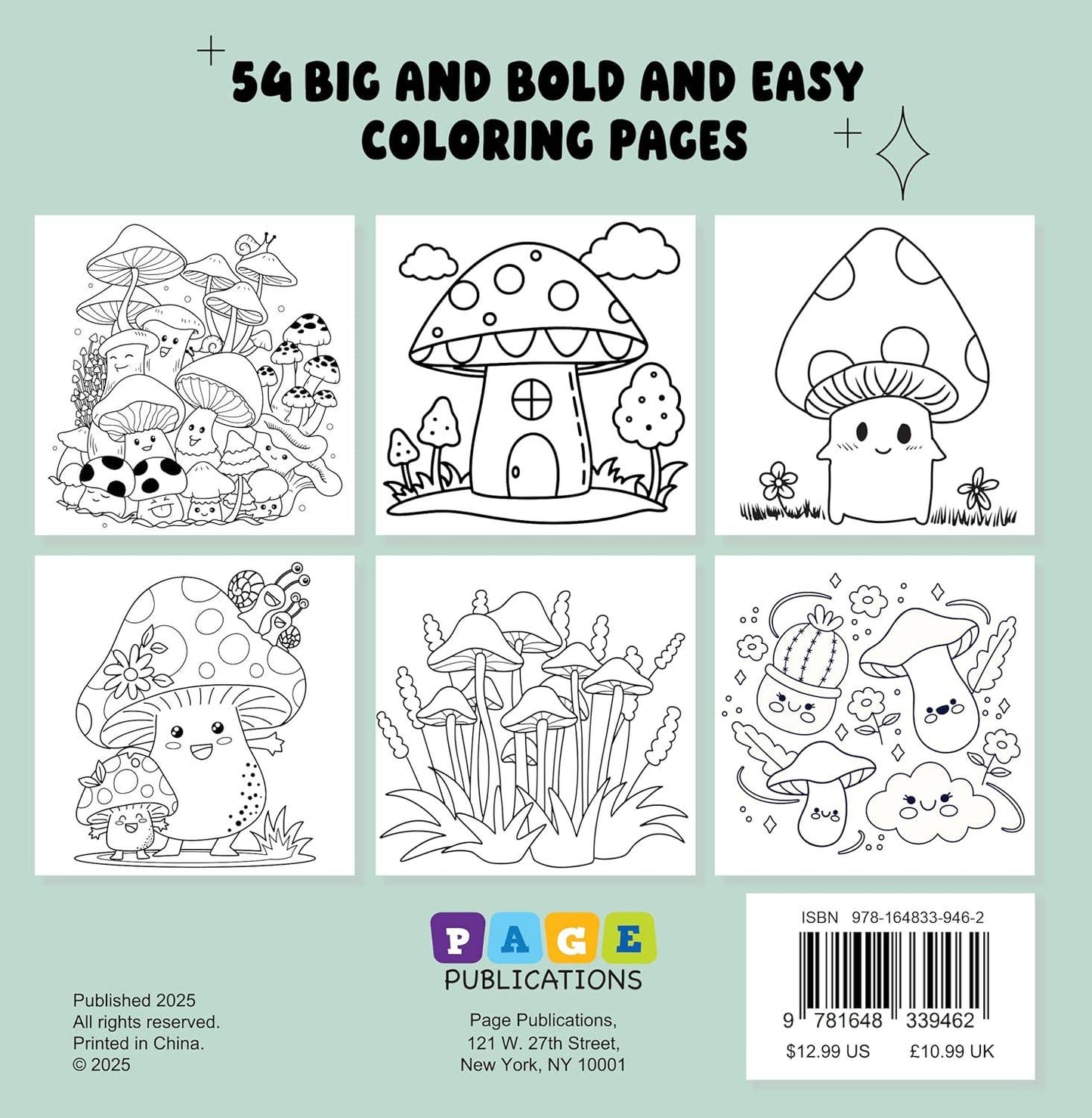 Mushrooms: Bold and Easy Coloring Book