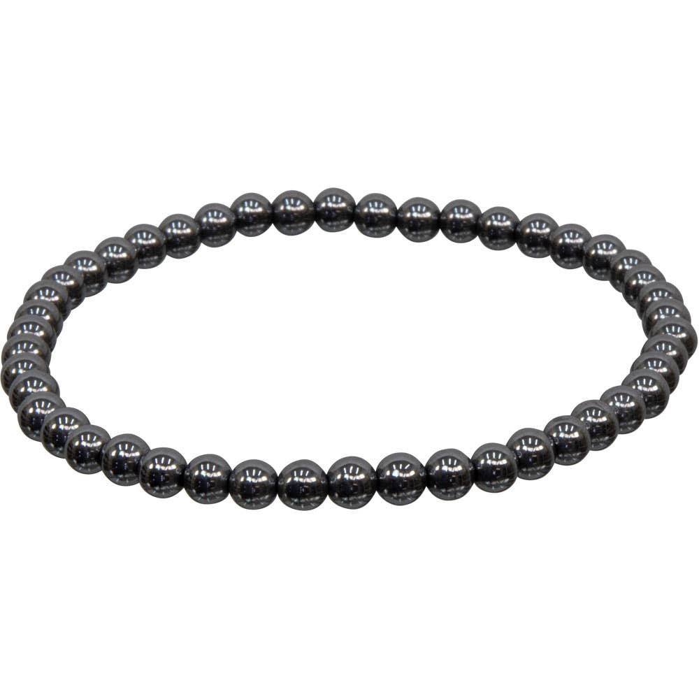 Elastic Bracelet 4mm Round Beads - Hematite (Each)
