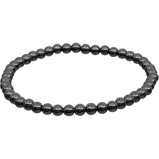 Elastic Bracelet 4mm Round Beads - Hematite (Each)