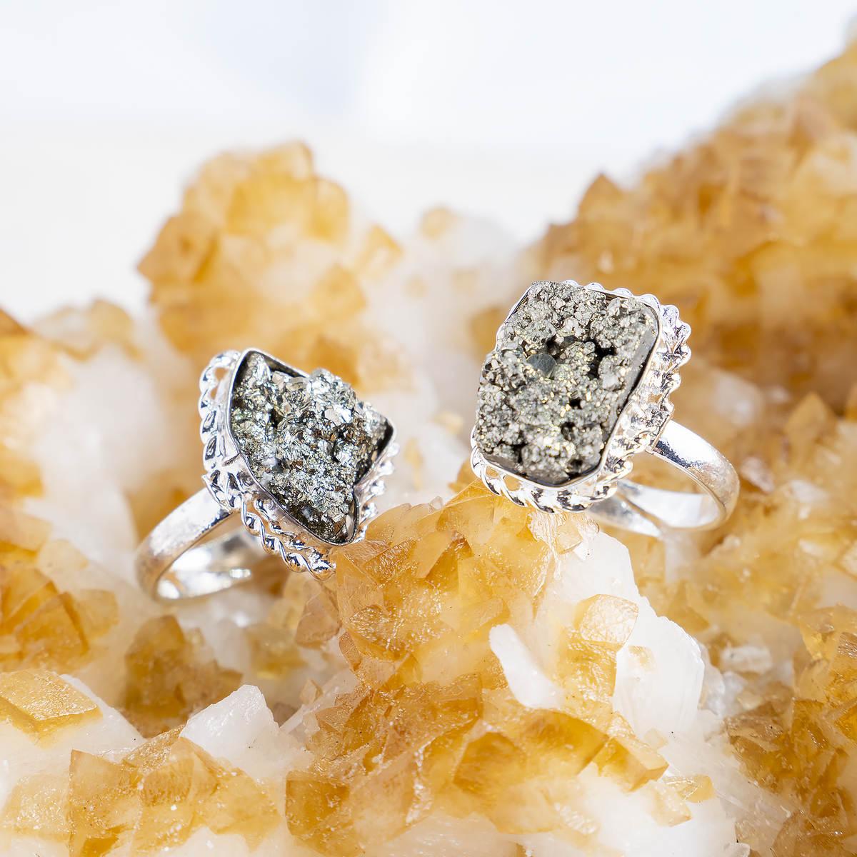 Crystal Ring | Pyrite Ring | Adjustable Gemstone Ring