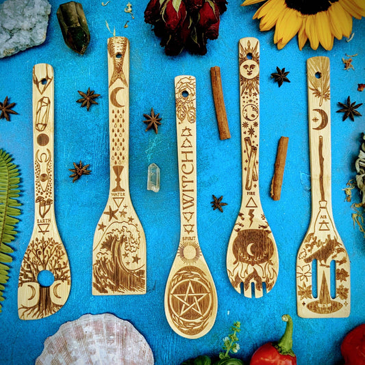 The 5 Elements Bamboo Large Kitchen Utensils Set