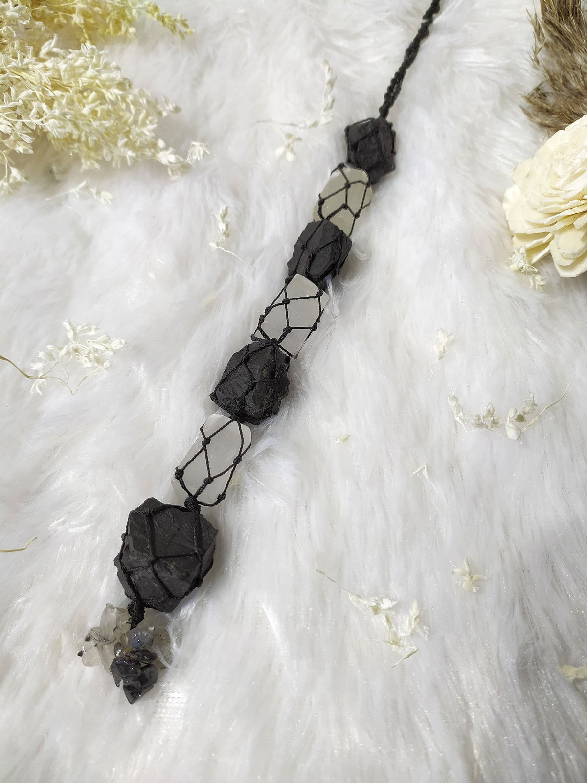 Car Hanger | Black Tourmaline | Selenite Crystal Hanger