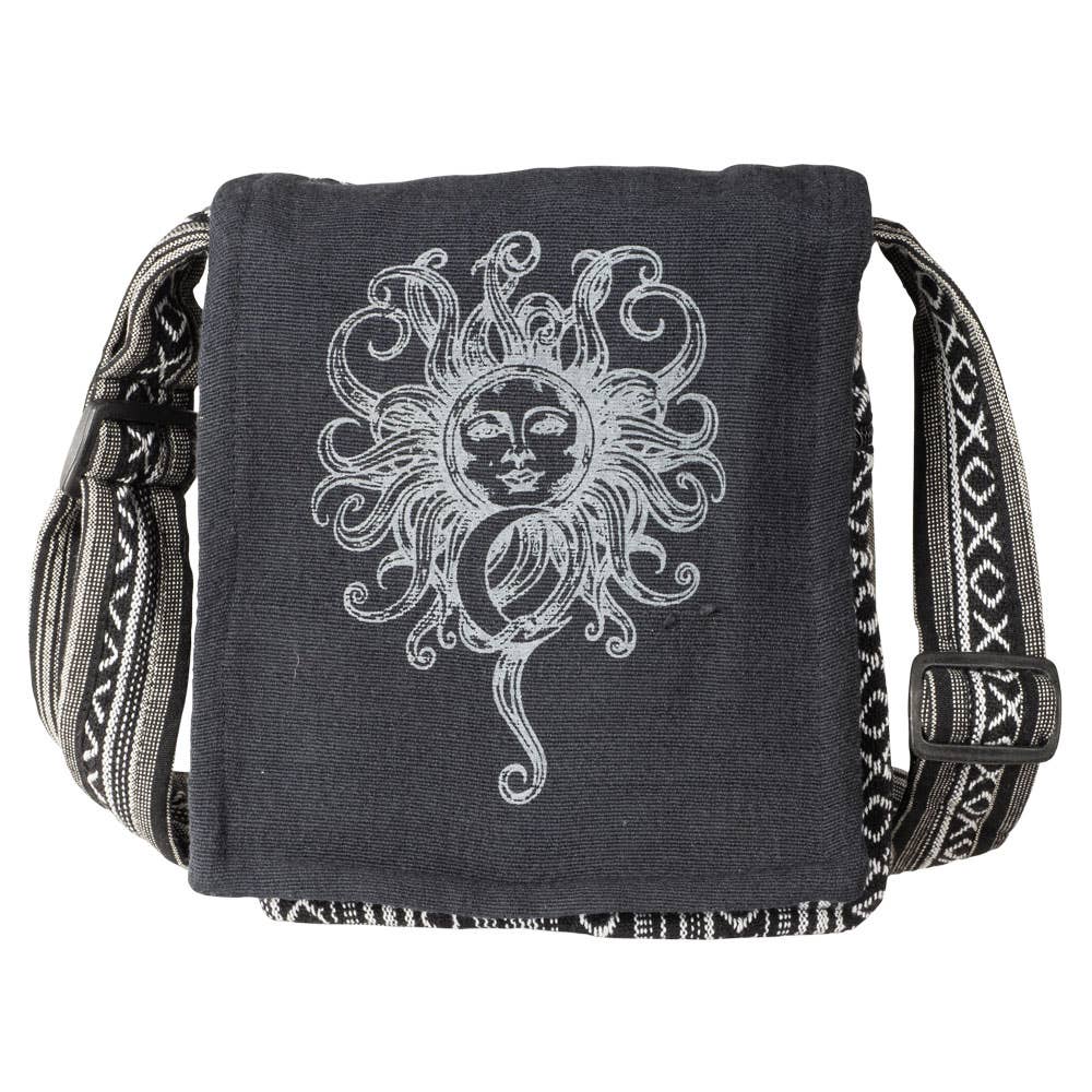 Black Sun & Moon Crossbody With Flap Closure