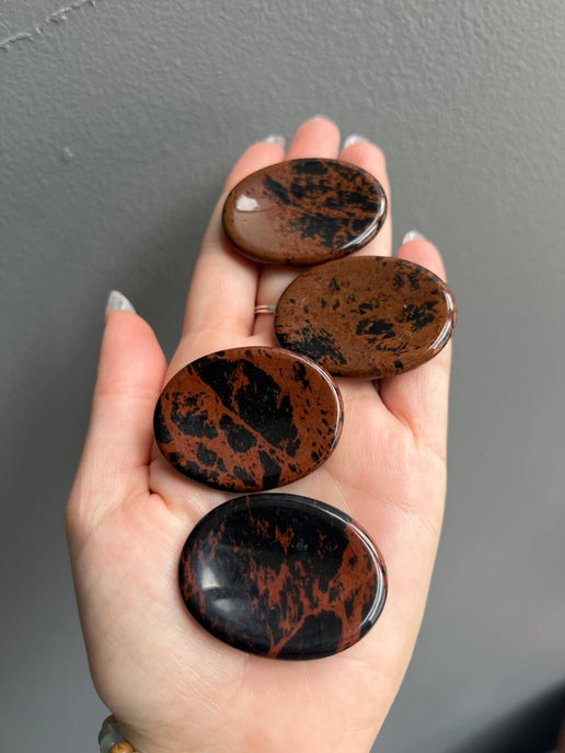 Mahogany Obsidian Palm Stone