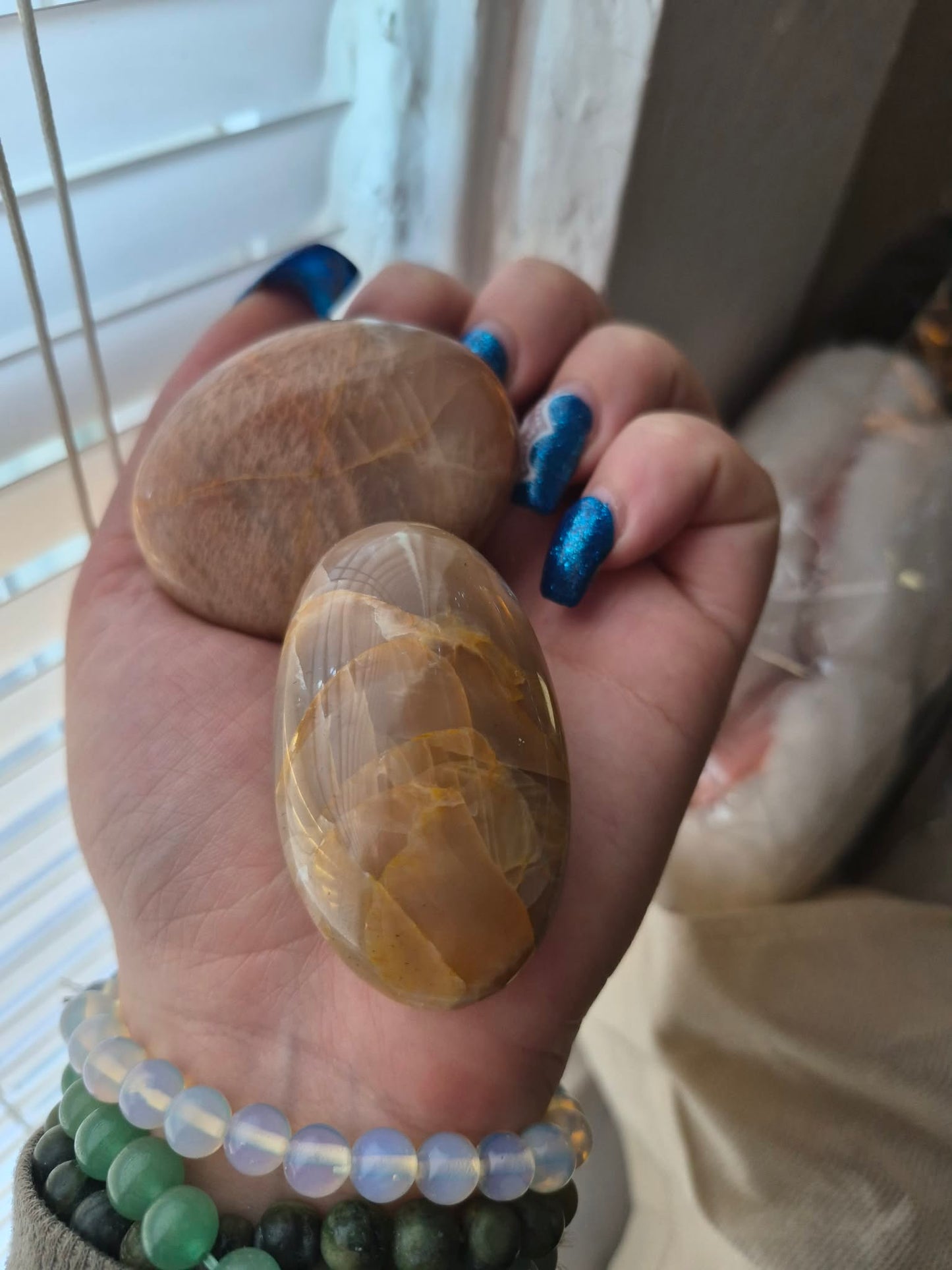 Peach Moonstone Palm | Intuitively Picked