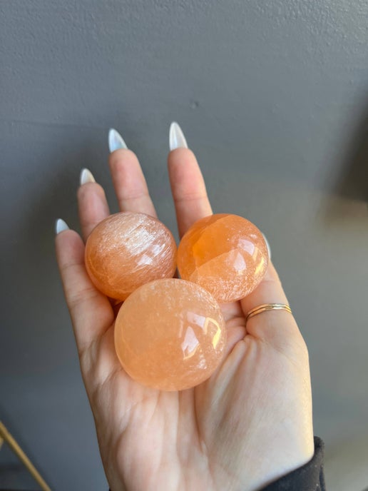 Peach Selenite Sphere