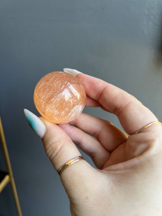 Peach Selenite Sphere